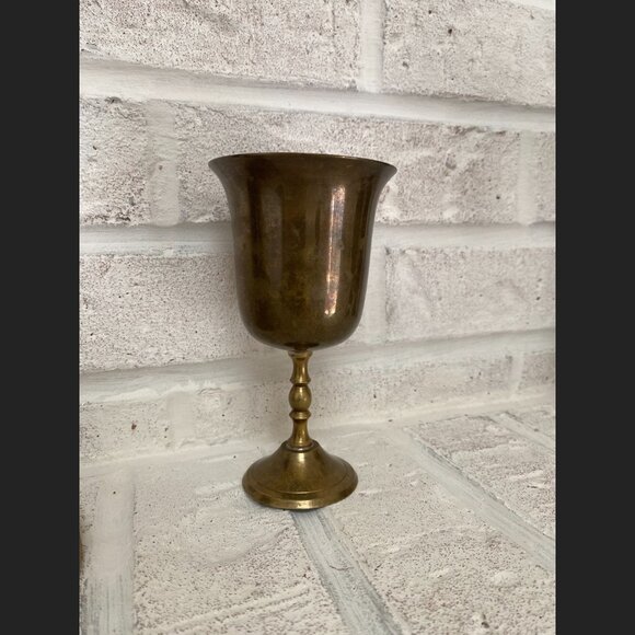 Brass Wine Goblets - Set of 4 - Vintage - Made in India - 5" Tall - Picture 8 of 9
